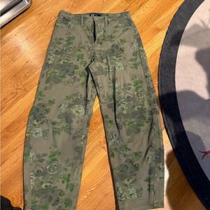 GAP Green Floral Barrel Jeans